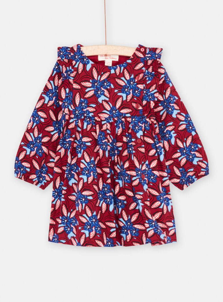Robe rouge et bleu à imprimé fleuri bébé fille