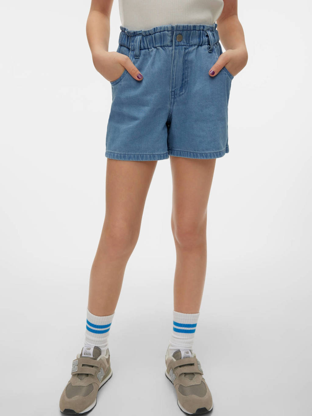 VERO MODA GIRL high waist denim short VMMARIE light blue denim