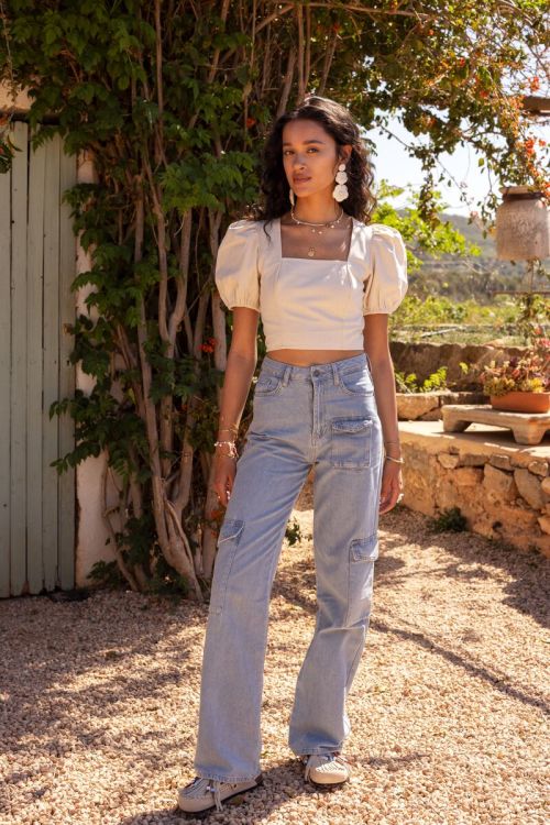 Blauwe denim cargo jeans