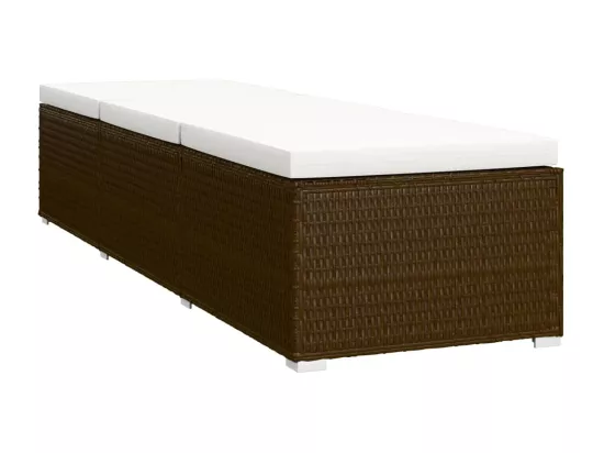 Chaise longue de jardin table à thé 3 pcs Résine tressée Marron