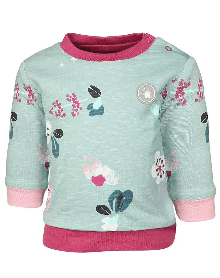 Wende-Langarmshirt FLOWERS in mint/himbeer