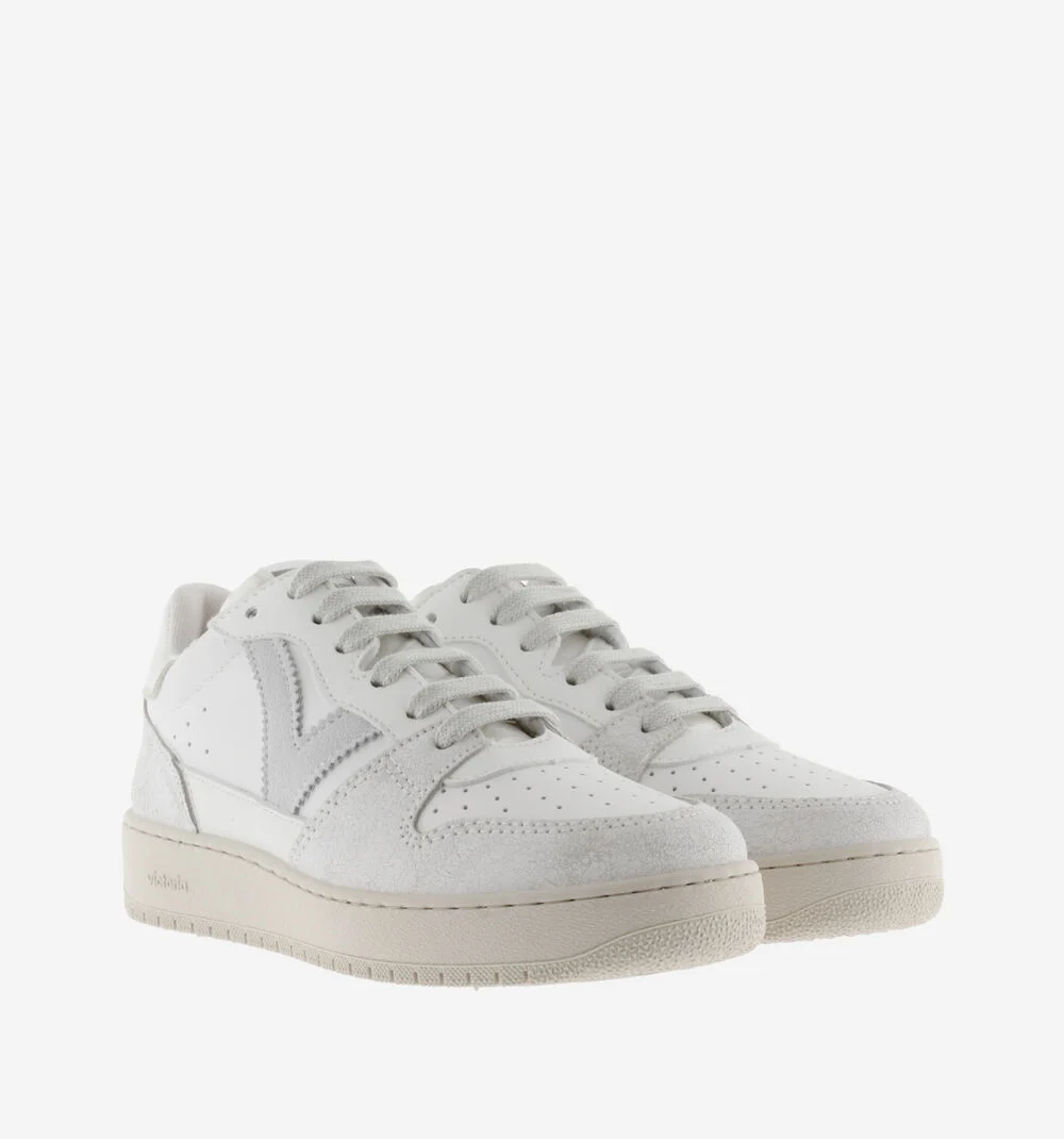 MADRID BOTTINE EFFET CUIR & CUIR FENDU Baskets pour femmes type bottines effet cuir BLANCO