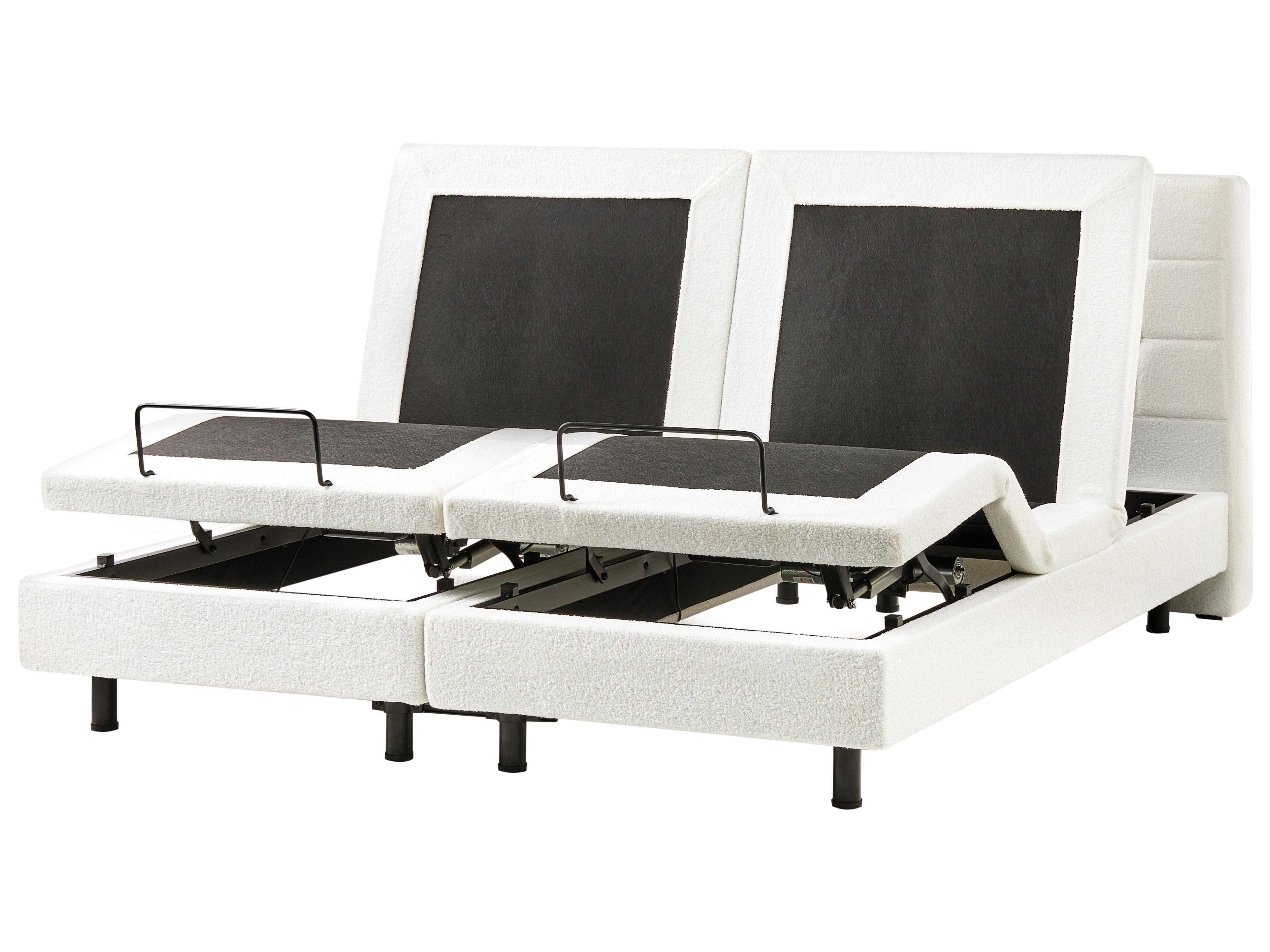 Verstelbaar bed Bouclé DUKE 180 x 200 cm Gebroken wit