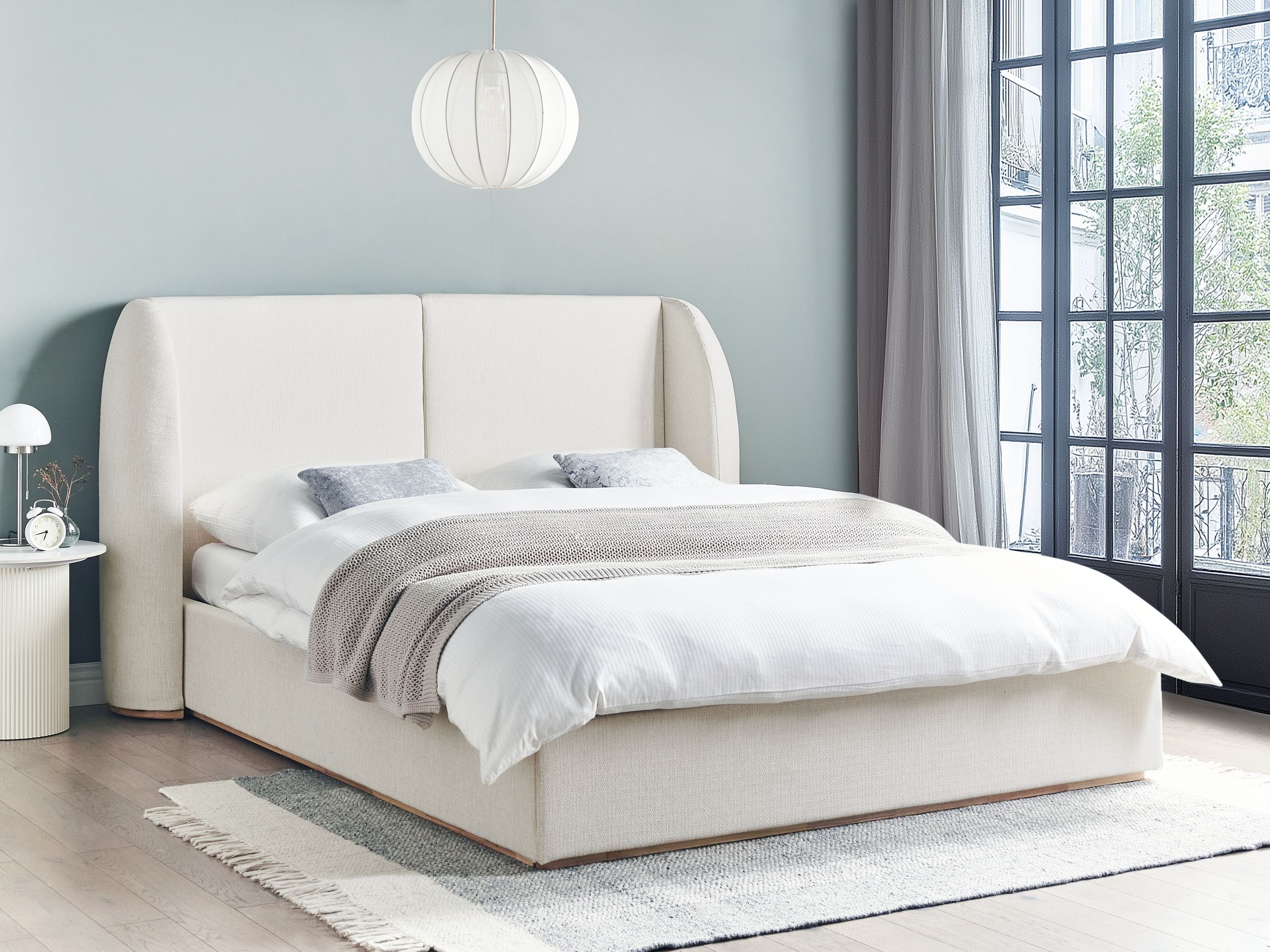 Beliani - MONESTIER - Tweepersoonsbed - Wit - 160 x 200 cm - Polyester