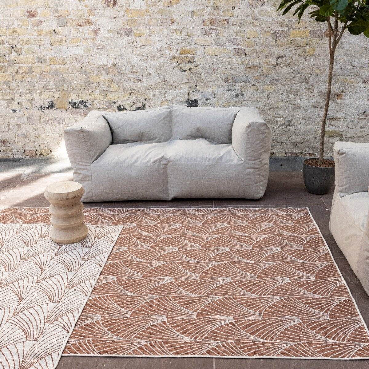 Interieur05 Buitenkleed Deco roest|wit dubbelzijdig - 200 x 290 cm