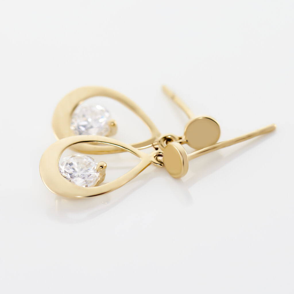 Boucles D'oreilles Pendantes Phaenna Or Jaune Oxyde De Zirconium