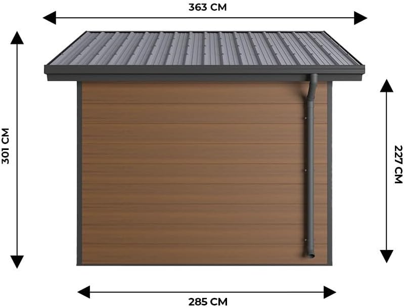 WPC Gartenhaus ISORA – 12 m², braun – Dielenstärke: 28 mm – Werkstattkabine/FahrradGerätehaus – Aluminium-Tischlerei