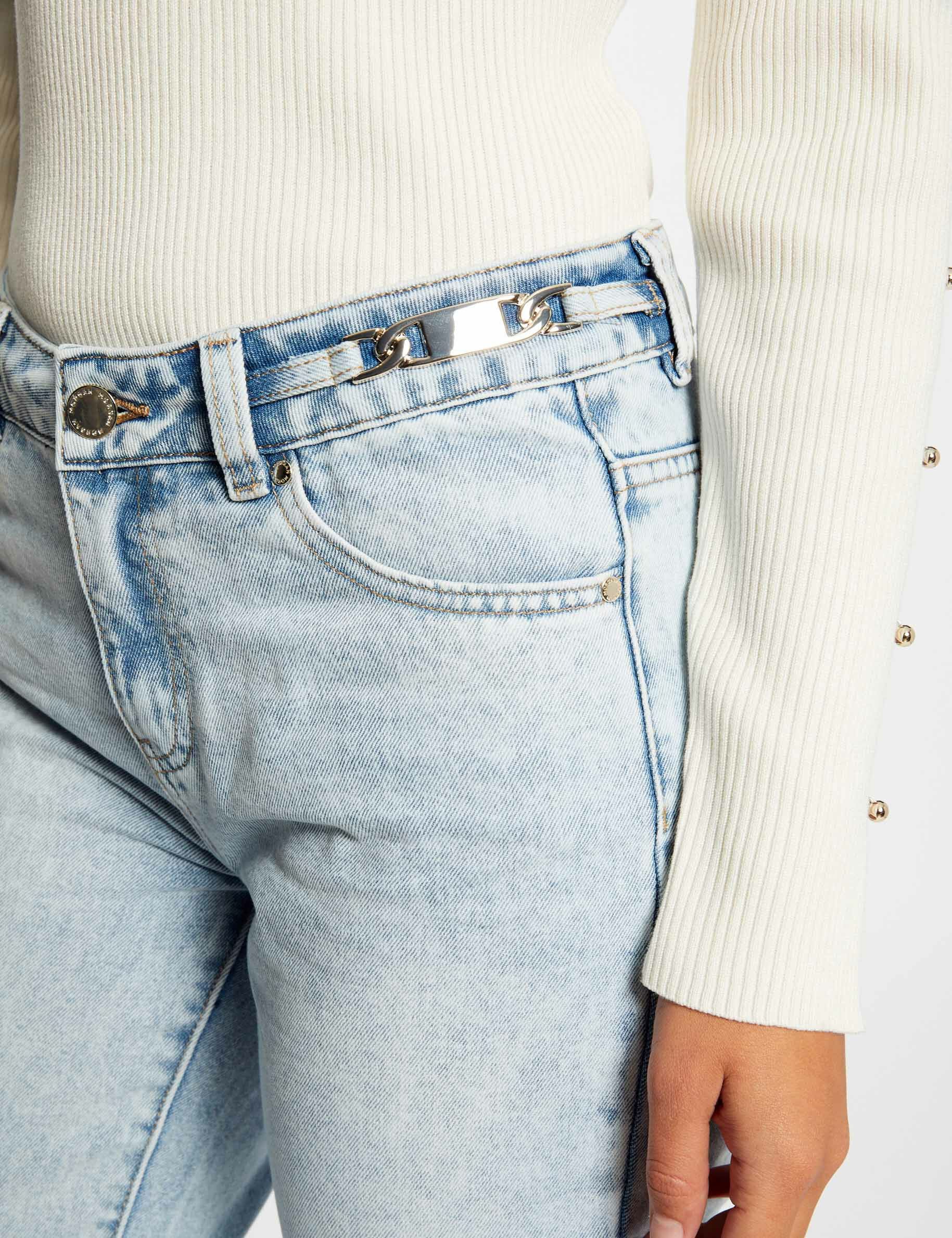 Jeans droit avec ornements métalliques jean bleached femme - jean_bleached