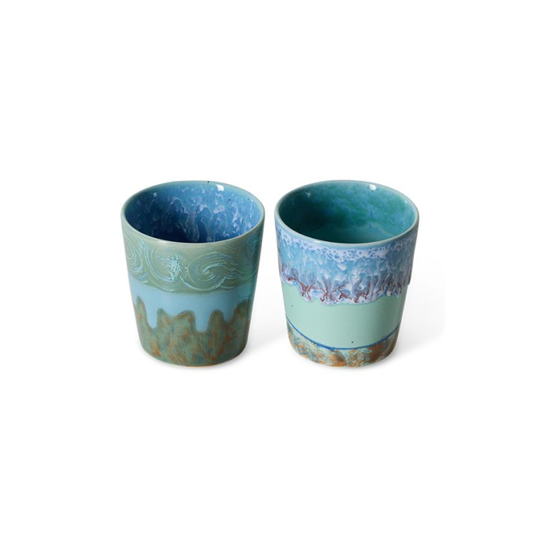 HKliving 70's Ceramics Van Gogh koffiemok set van 2 sunflowers