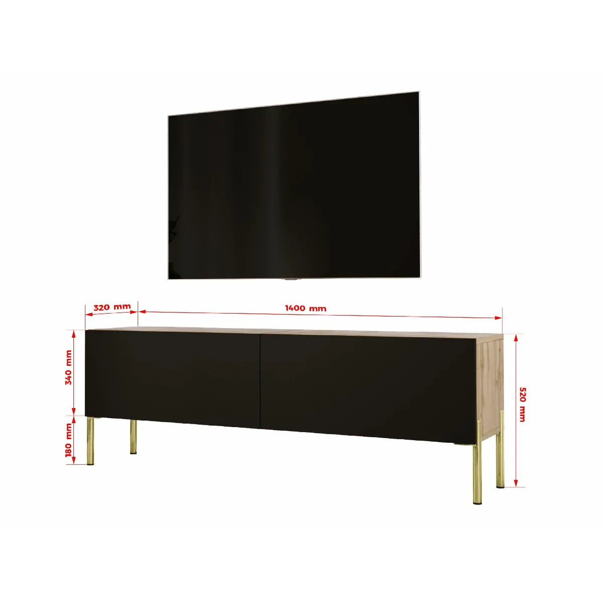 3xeliving Meuble TV - Chêne wotan/noir