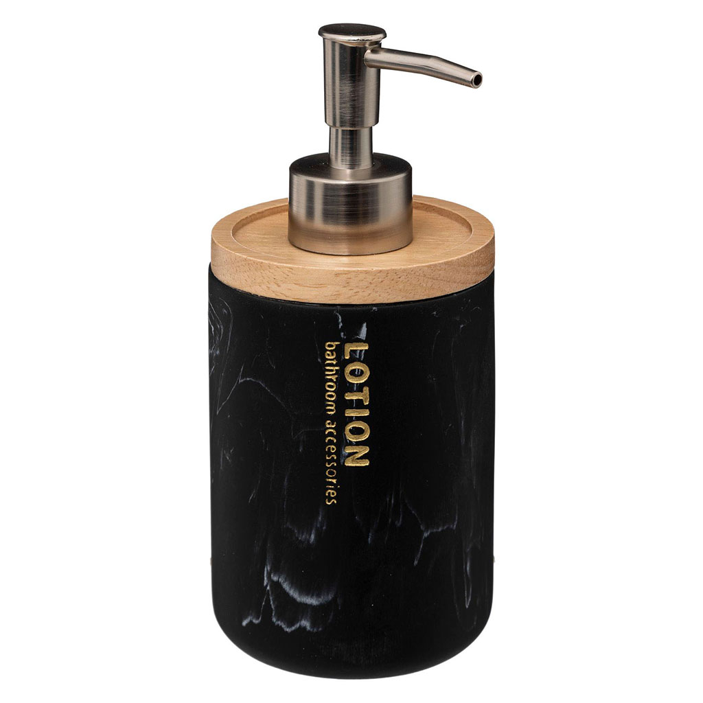 Distributeur savon LEA effet marbre noir 7.7x17.4cm