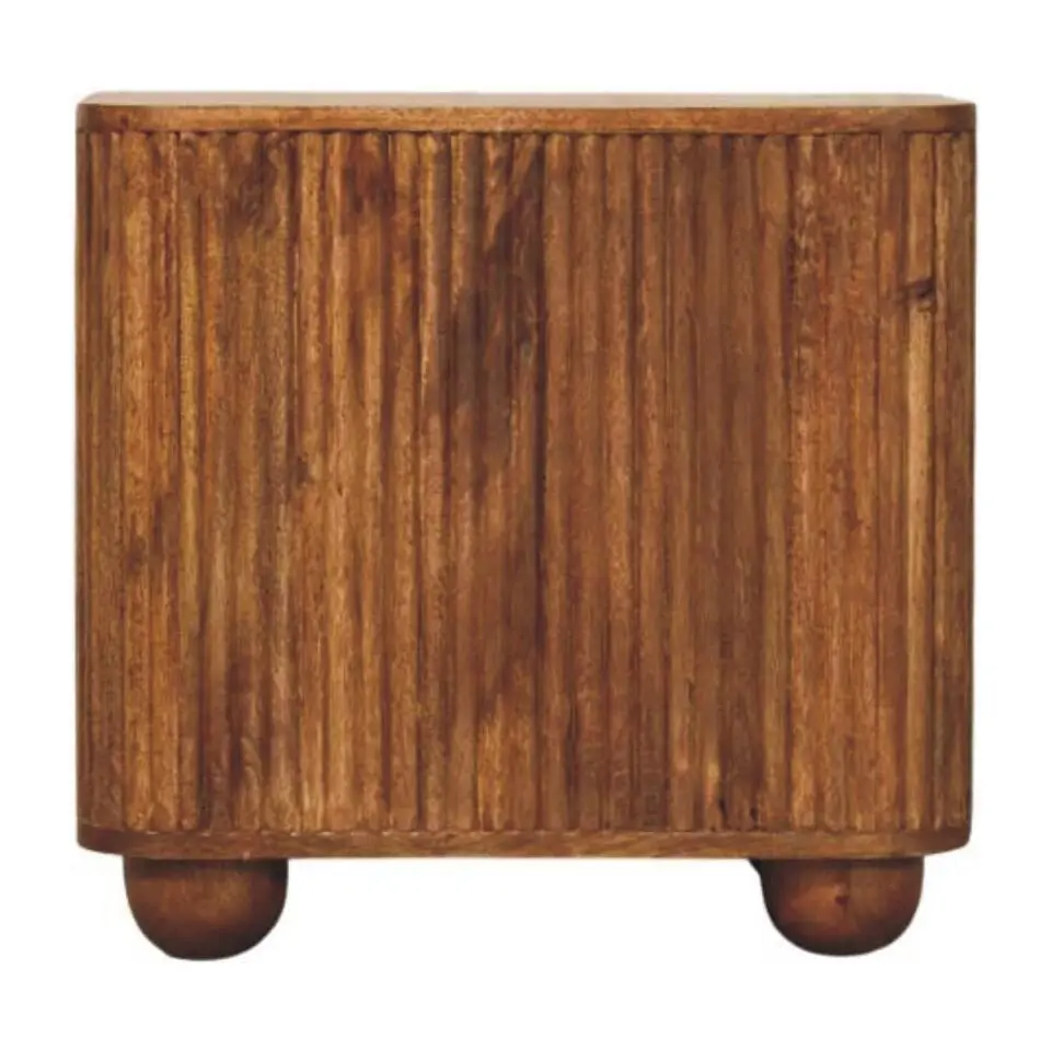 Solis Geribbelde Dressoir, 2 Deuren en 2 Planken, Lichtbruin