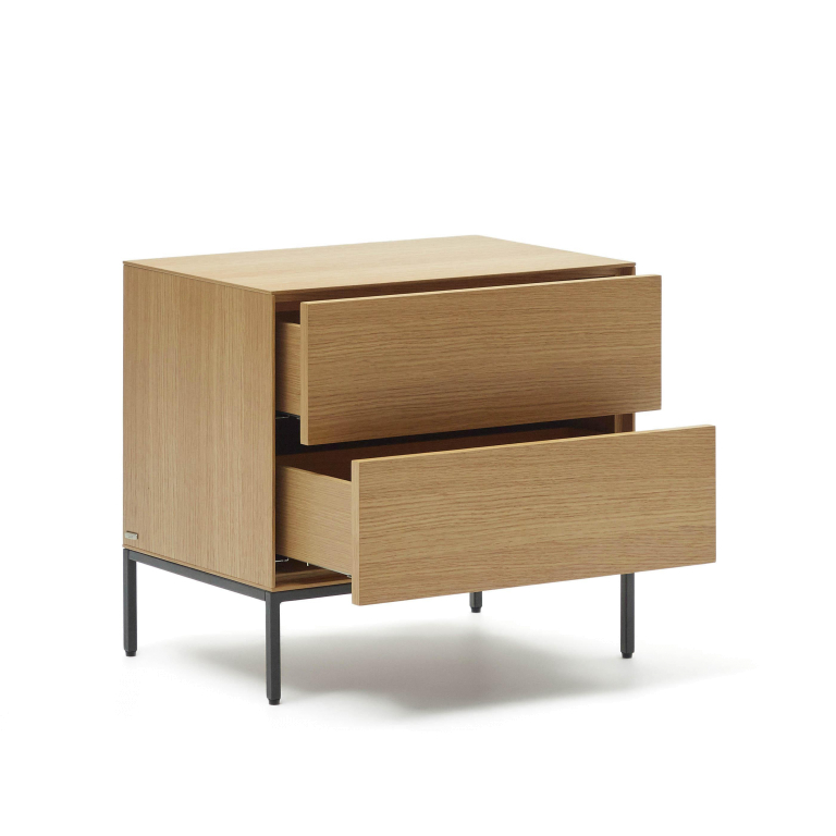 Kave Home Vedrana nachtkast 60x55 walnoot