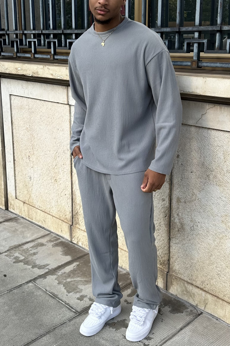Ensemble 2 pièces pull + pantalon gris