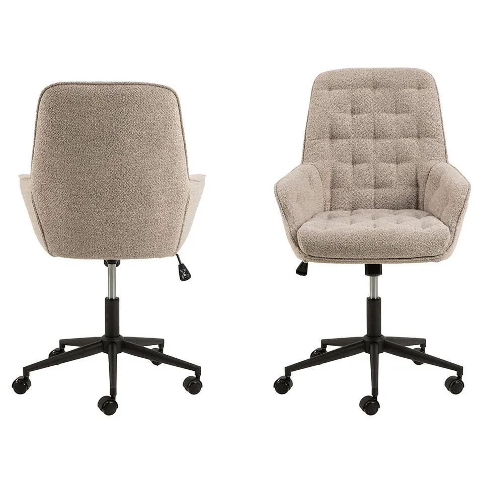 Bureaustoel Beige Stof - Zithoogte 57cm - Alleri
