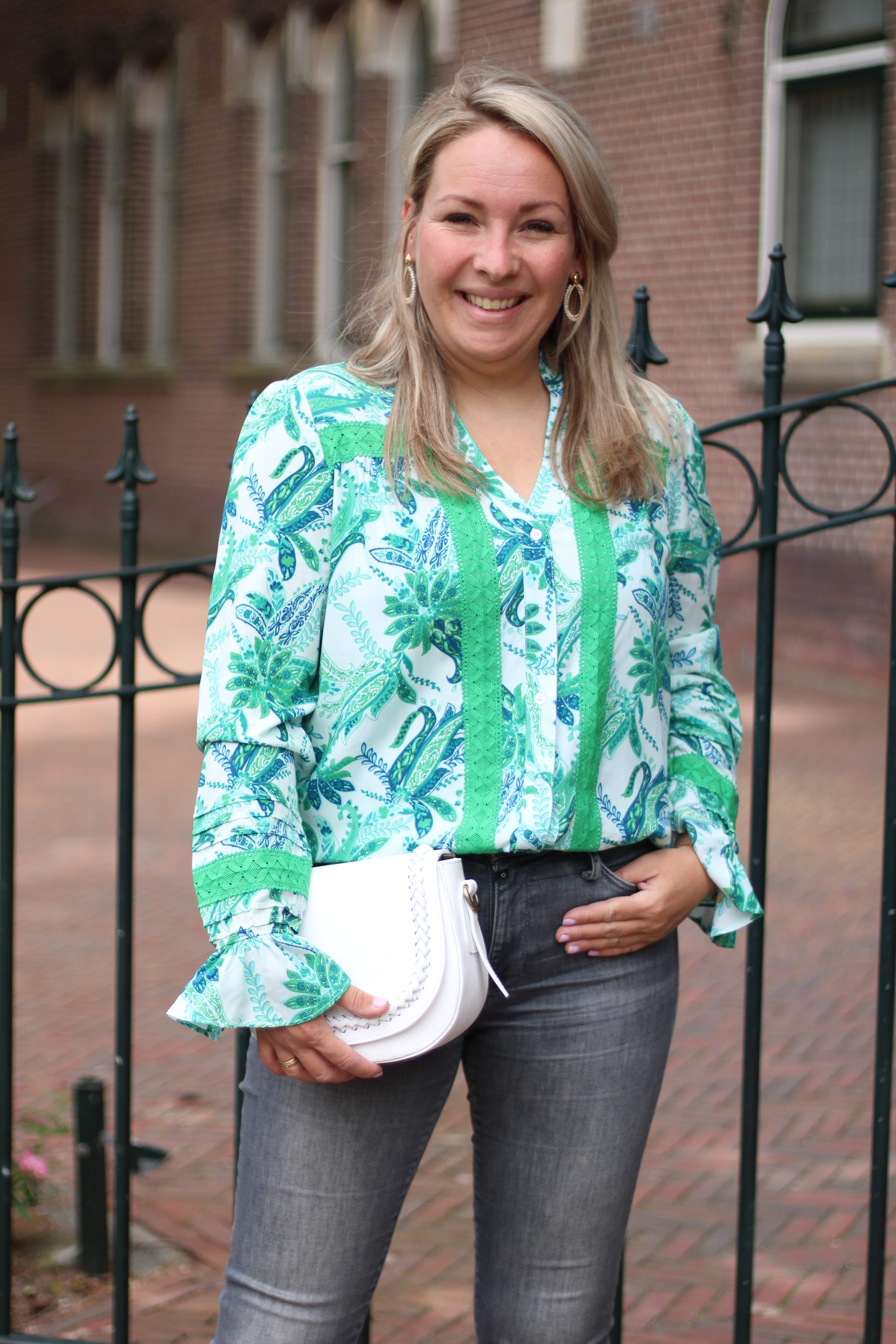G-maxx - Nynke Blouse - Zand/Appel Groen