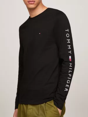 Camiseta de manga comprida com logo e corte justo