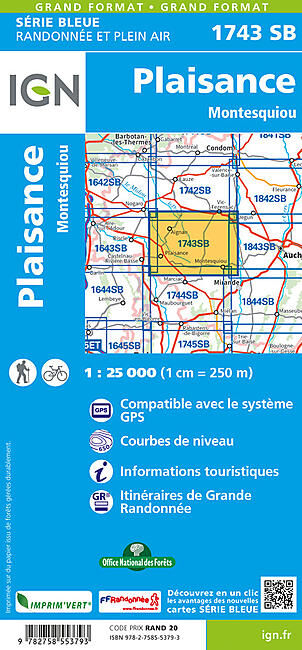 IGN - 1743 SB PLAISANCE MONTESQUIOU 1 25 000
