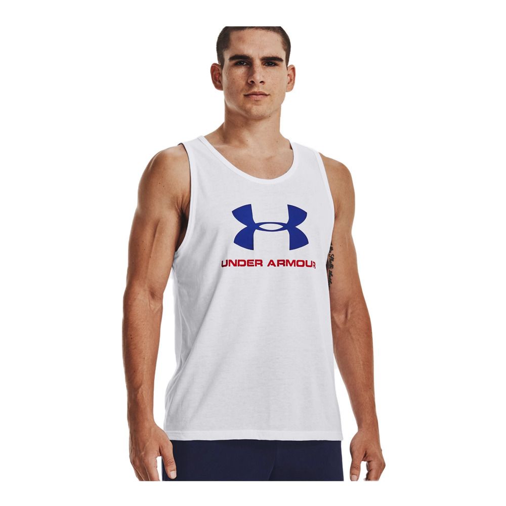 Under Armour UA SPORTSTYLE LOGO - Débardeur Homme white/royal/red