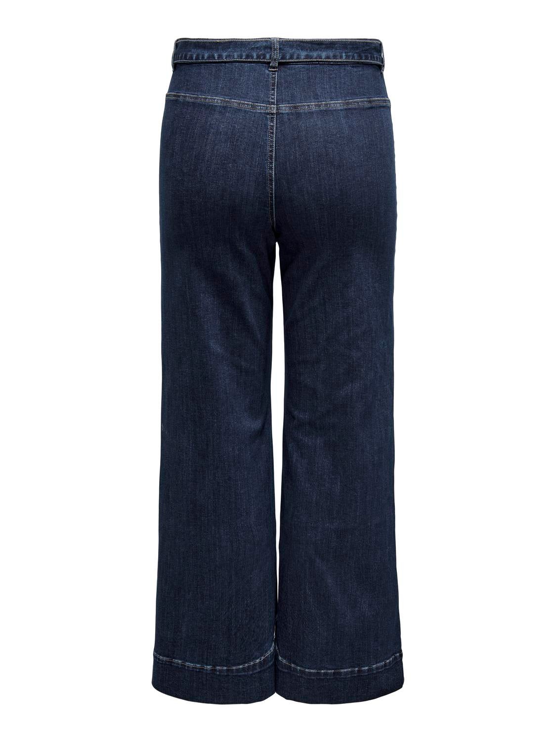 CARMADISON Hohe Taille Weiter Beinschnitt Jeans Dark Blue Denim