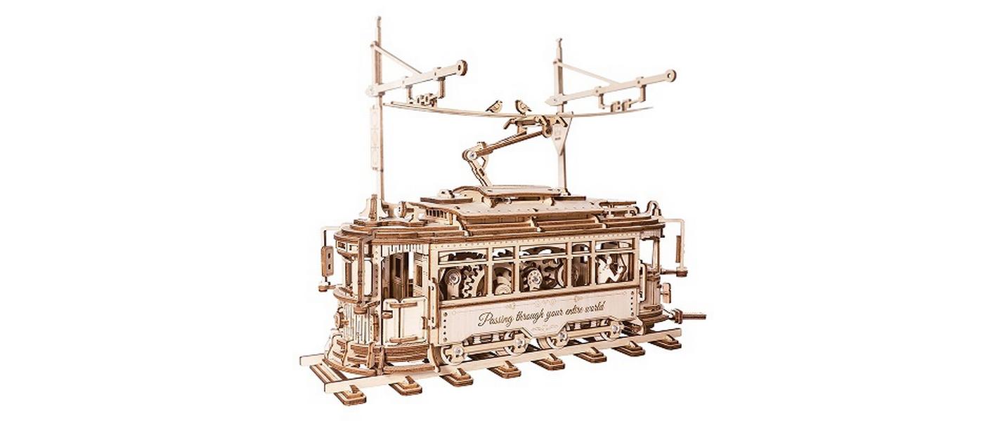 Bausatz StrassenbahnKlassisches Tramm Lasercut Holzbausatz