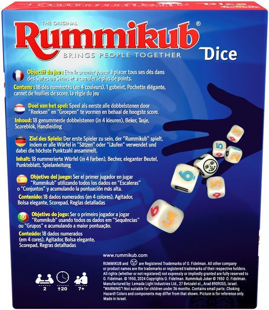 Rummikub - Dice - Cijferspel - Multikleur - Kunststof - Voor 2 tot 4 Spelers