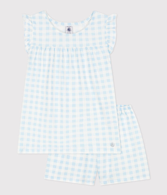 Pyjacourt imprimé vichy en coton fin petite fille