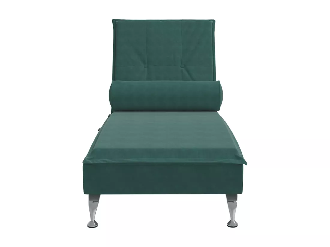 Prolenta Premium - Chaise longue de massage avec traversin vert foncé velours