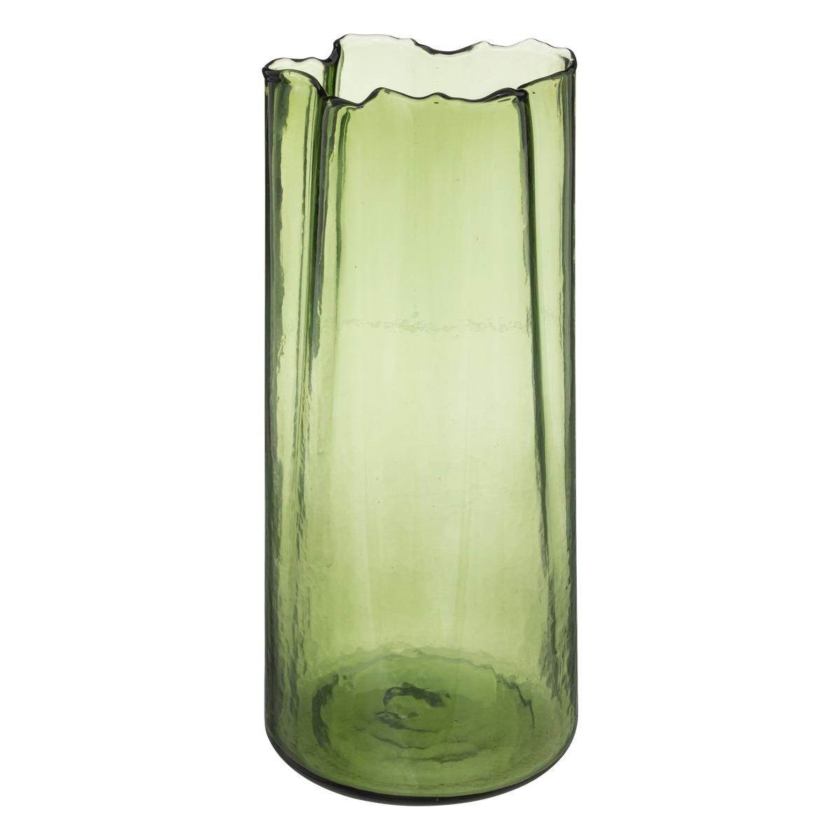 VASE IRREGULIER VERRE VERT JEMO H.32CM