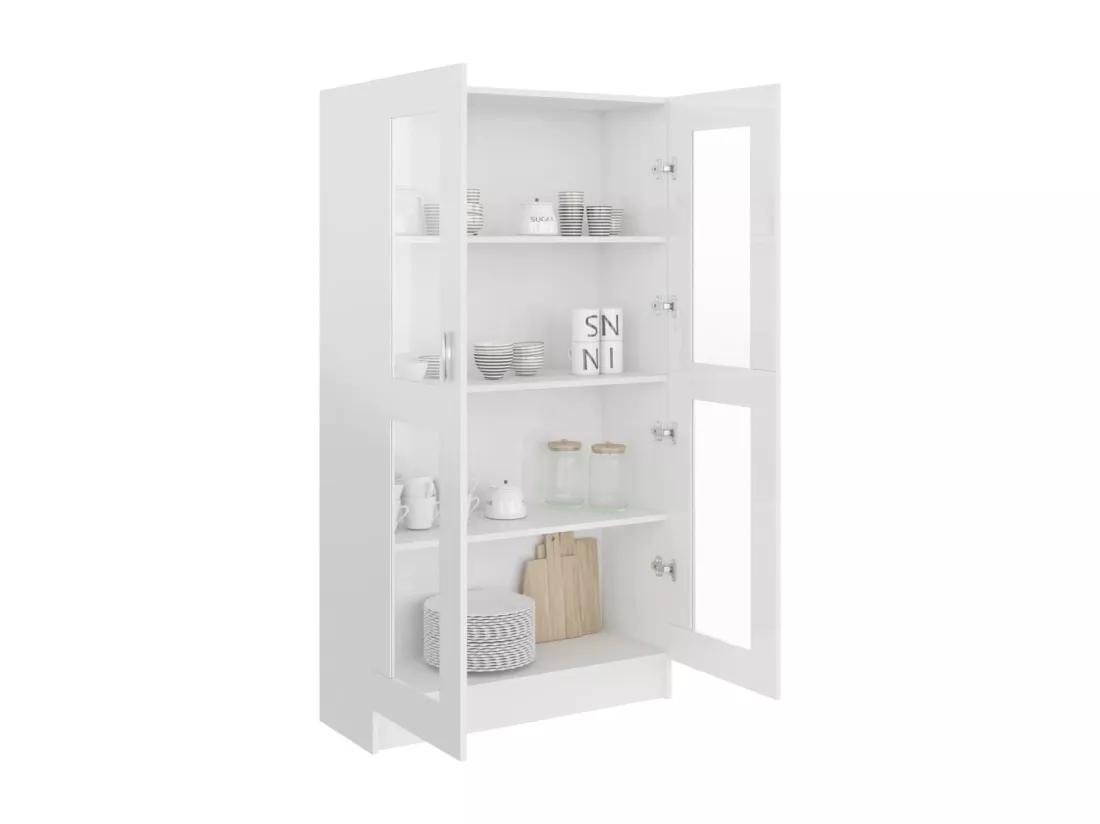Armoire à vitrine Blanc brillant 82,5x30,5x150 cm Aggloméré