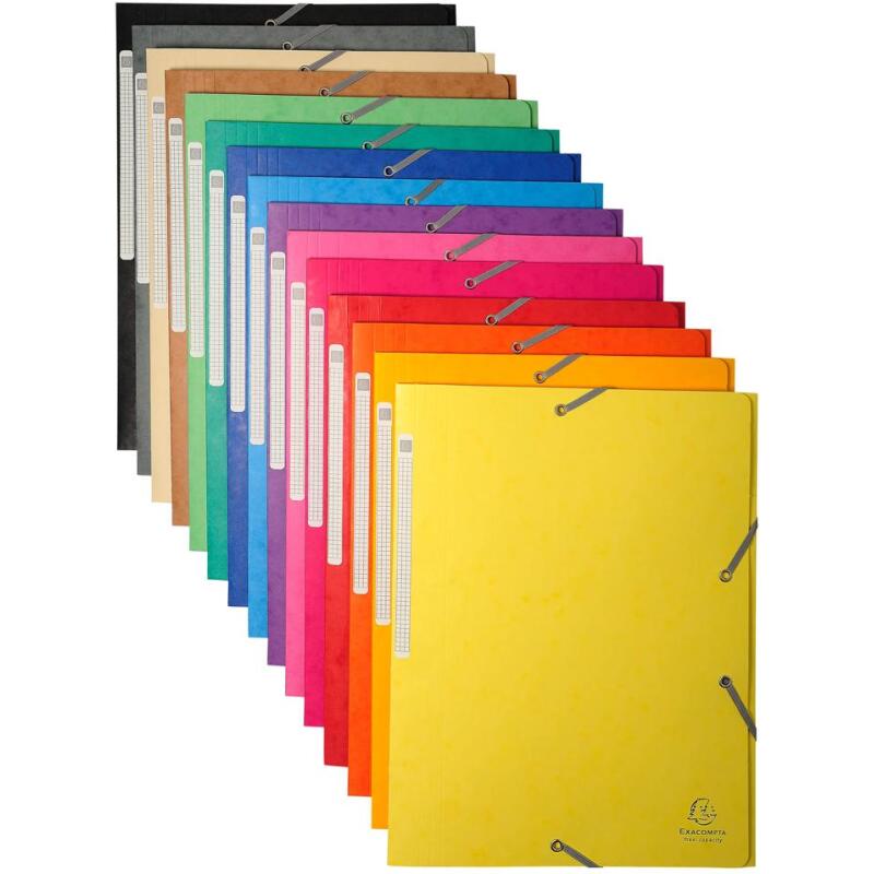 Chemise à élastiques Maxi capacity carte lustrée 425gm2 - A4 - Couleurs assorties