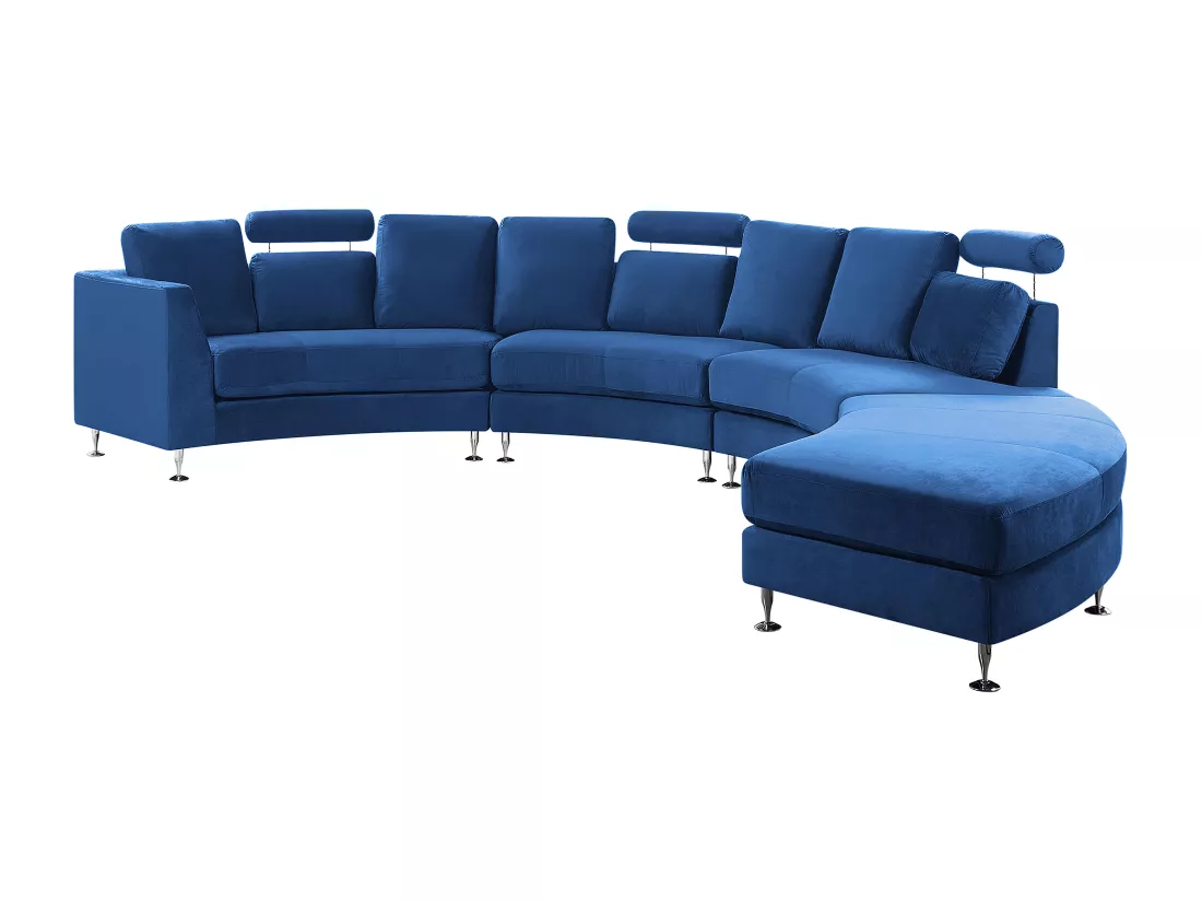 Canapé circulaire modulable en velours bleu marine 8 places ROTUNDE