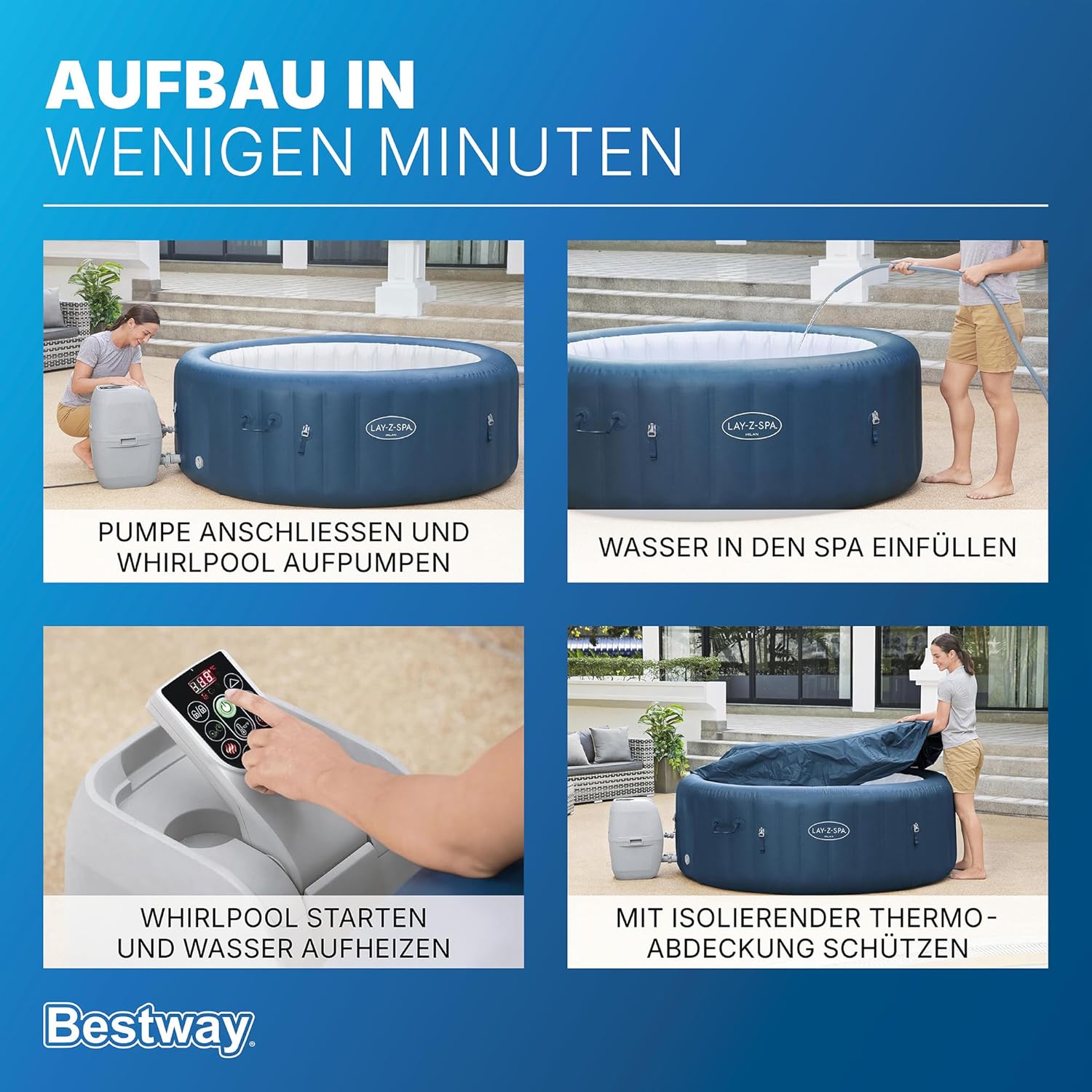 Bestway® Lay-Z-SPA® WLAN-Whirlpool Milan AirJet Plus Ø 196 x 71 cm, rund