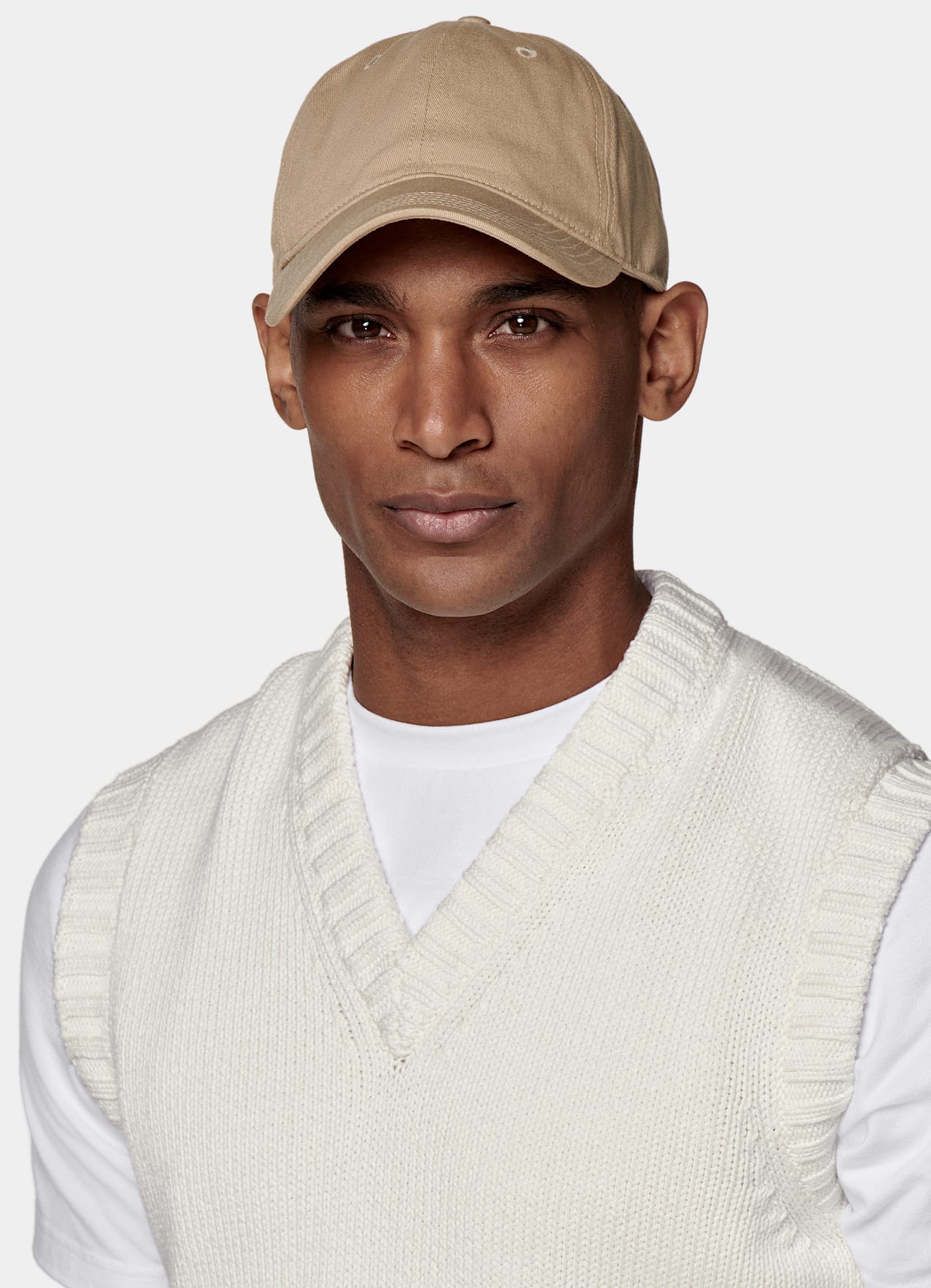 Pull sans manches blanc cassé