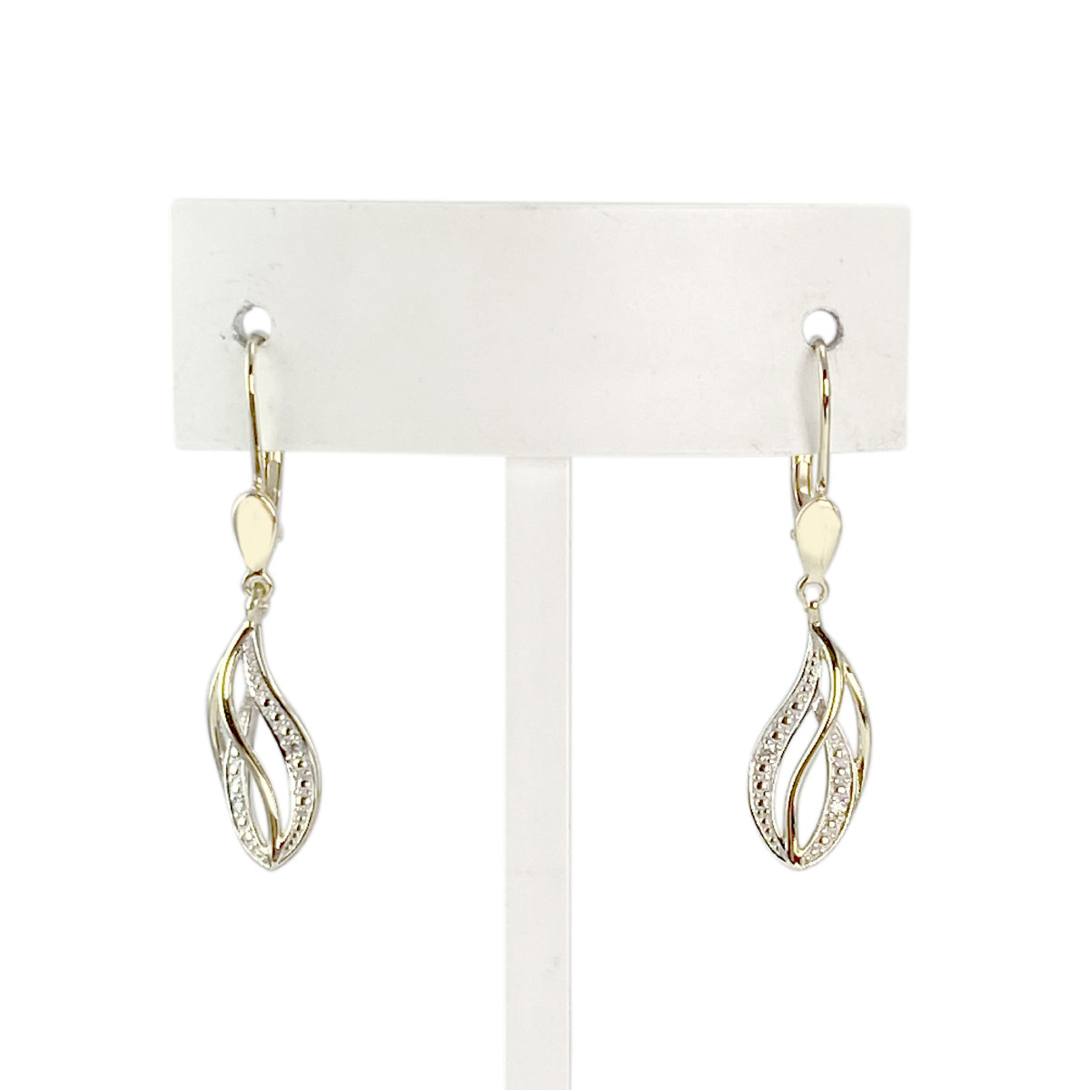 Boucles d'oreilles d'occasion or 375 2 tons dormeuses diamants