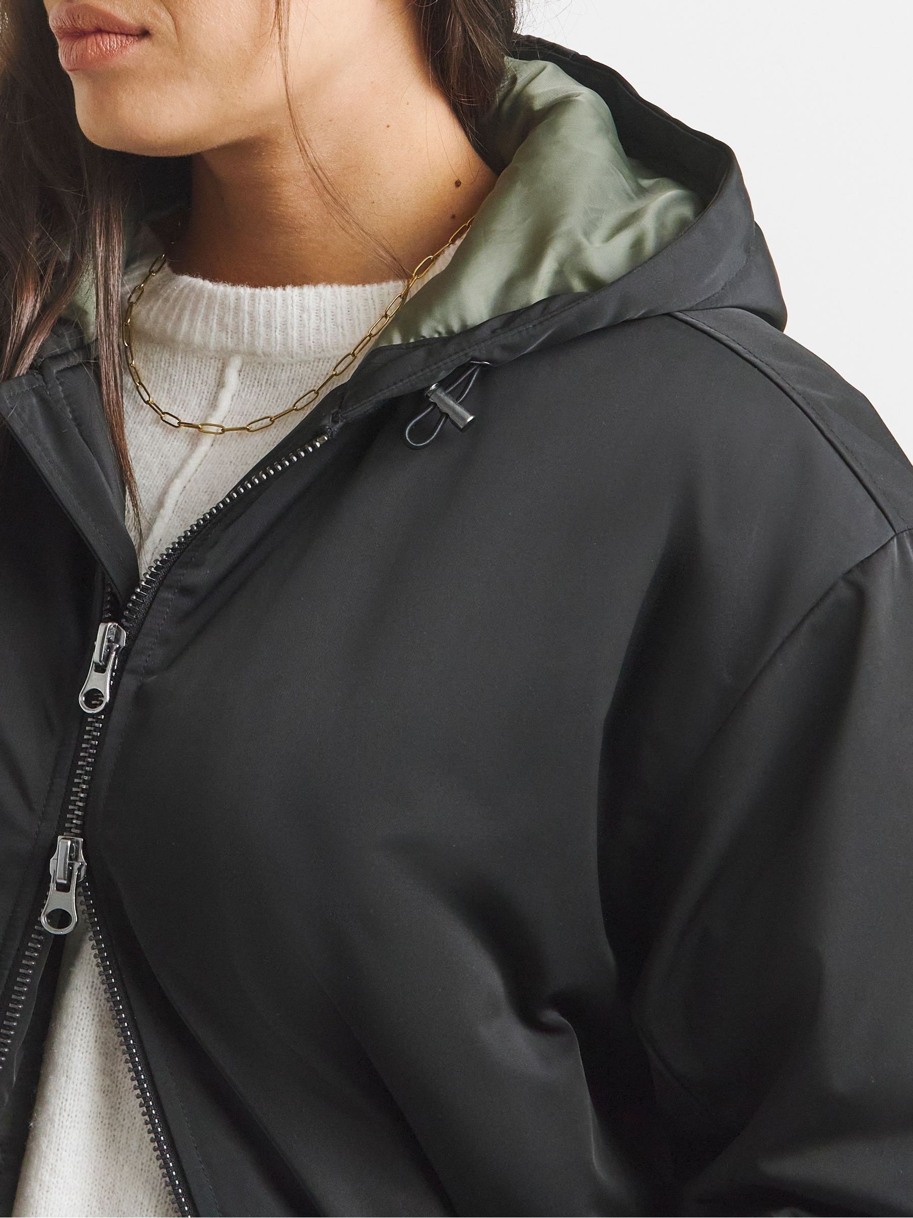 Zwart - Simply Be Hooded Longline Bomber Coat