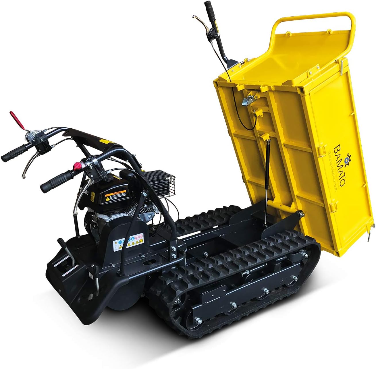 BAMATO Mini-Raupendumper MTR-500 / Gelb, Zuladung: bis 500 kg, kraftvoller 6,5 PS Motor, 6 Vorwärts- und 2 Rückwärtsgänge