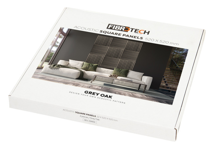 Akustikpanel Square grey oak 22 × 520 × 520 mm 2-pk.
