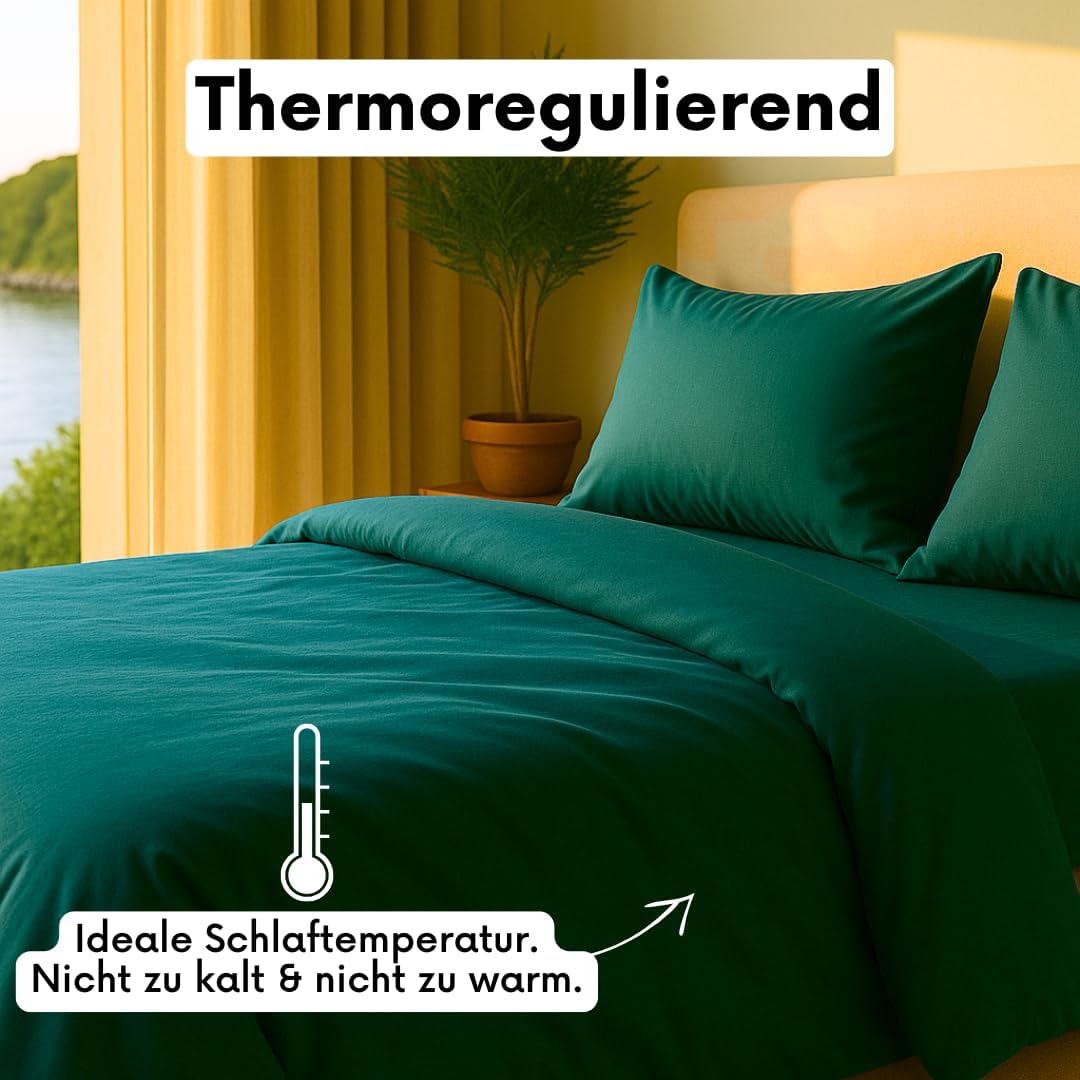 Luxus Lyocell Bettwäsche (Tencel™) | Gewonnen aus Eukalyptus u.a. | Ultra weich & hochwertig | Hypoallergen | Atmungsaktiv gegen Schweiß | Nachhaltig (155x220 + 40x80, Royal Green)