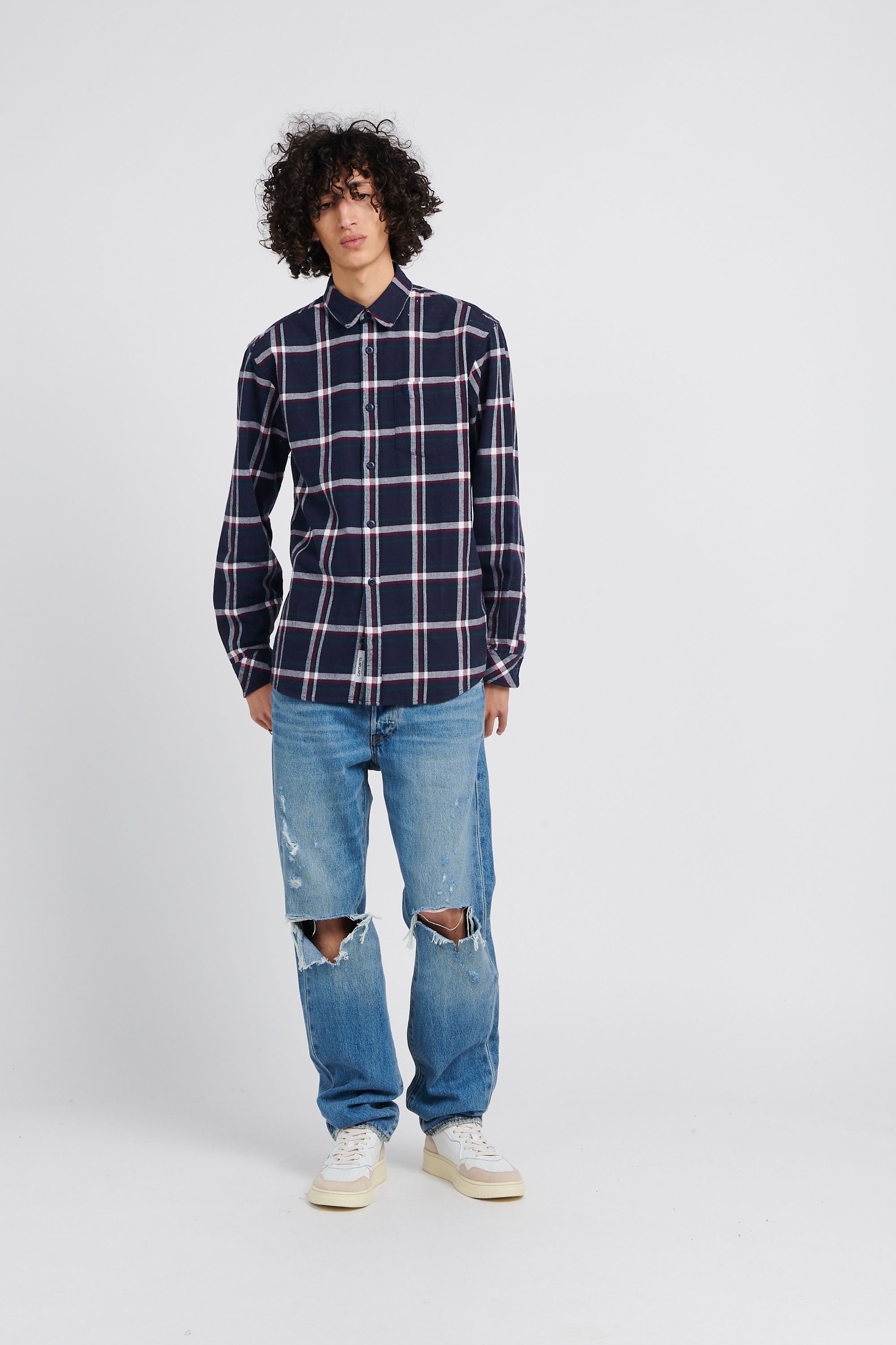 CARHARTT WIP Chemise L/S Barten Shirt Bleu