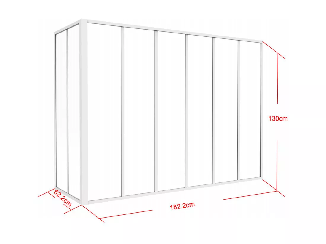 Verrière d'angle atelier en aluminium thermolaqué - L180 x L60 x H130 cm - Blanc - BAYVIEW