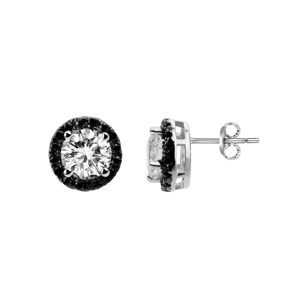 Boucles d'oreilles puces en Argent avec oxyde de zirconium noir