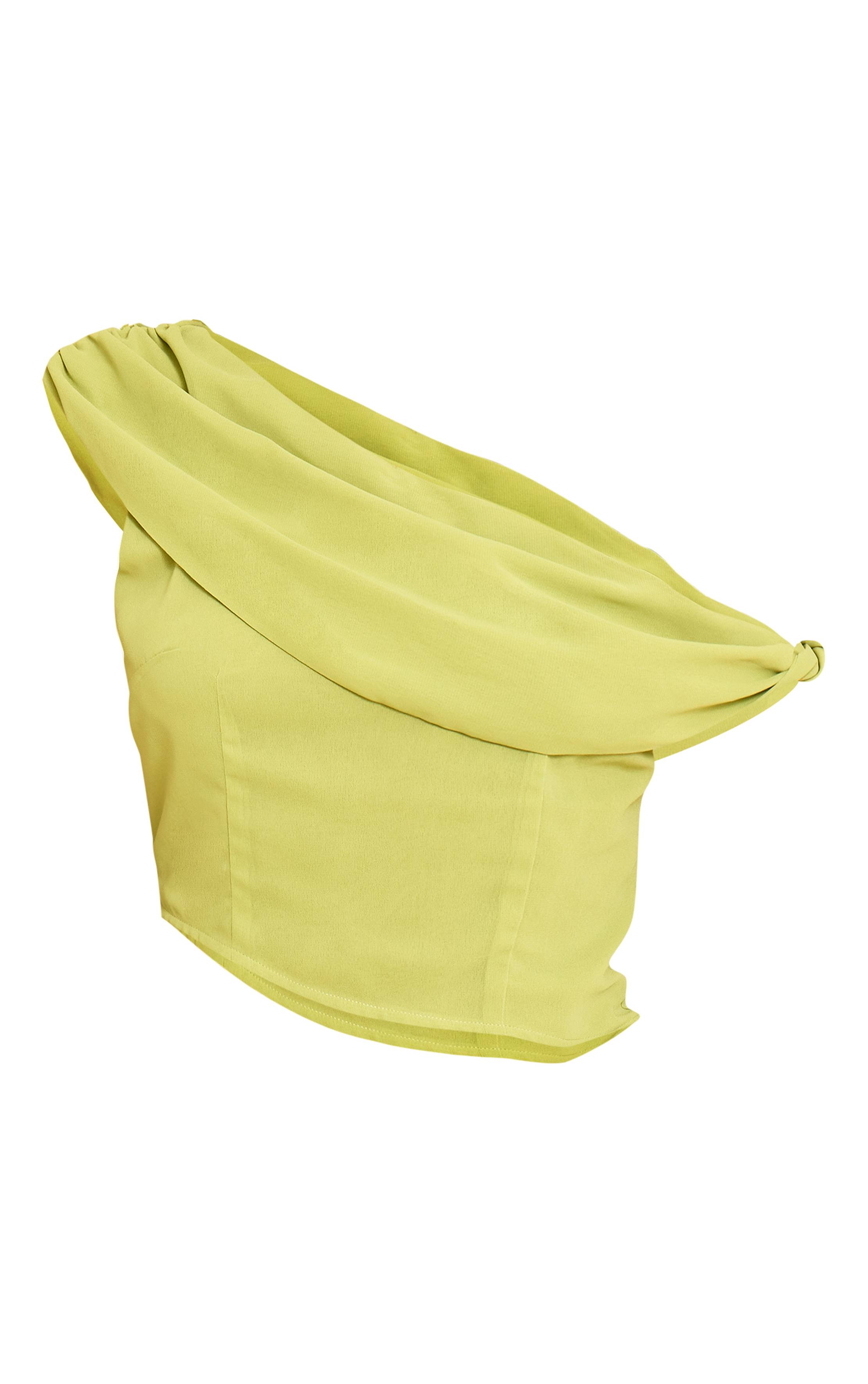 Vert Haut En Mousseline Asymétrique À Détails Drapés