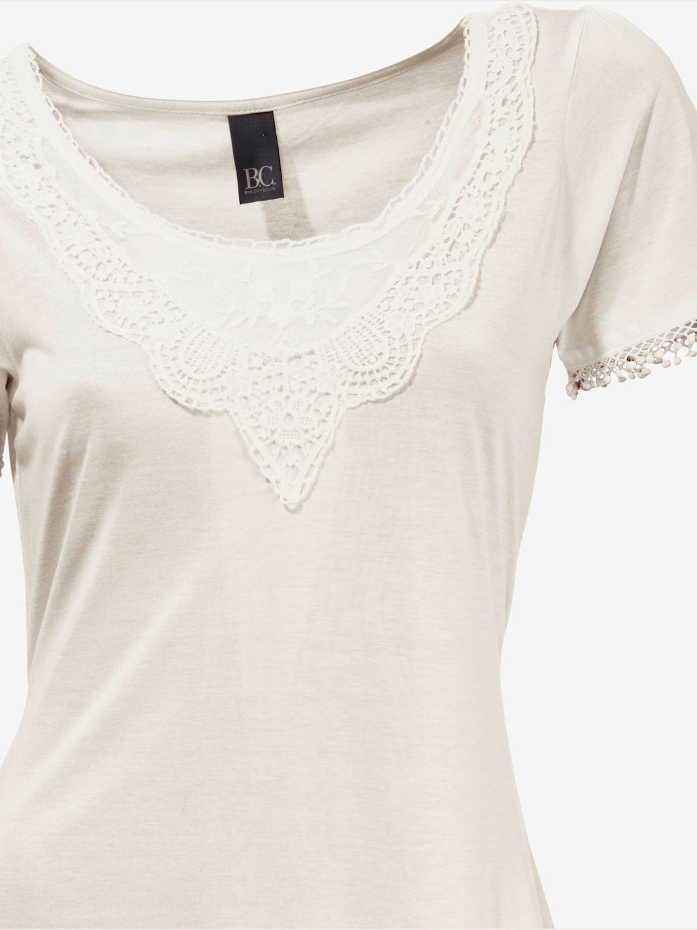 T-shirt long superbes détails en dentelle à l'encolure