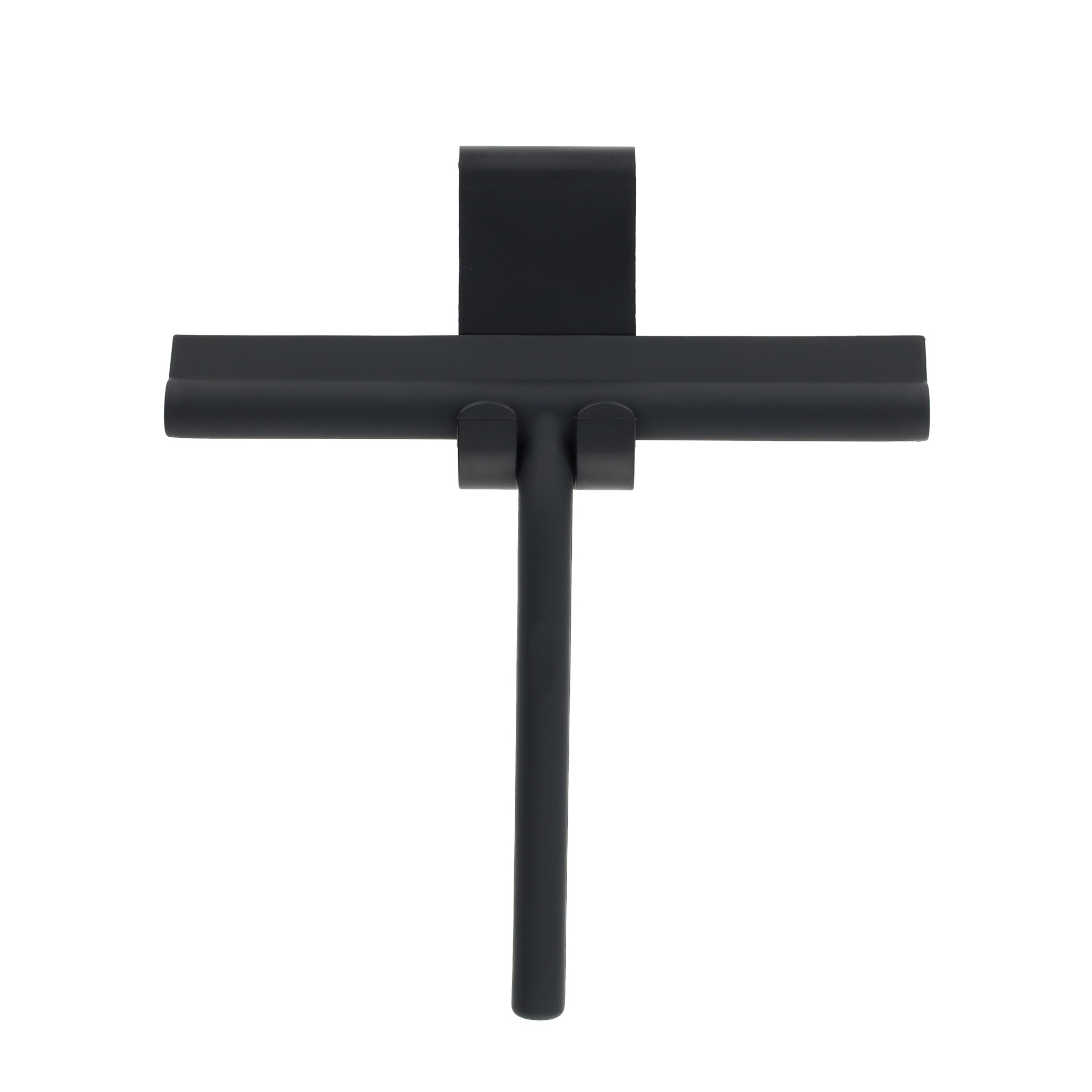 (2-tlg. Set) 21cm Silikon Duschabzieher Badezimmer Glasschaber Fensterwischer   Halterung - Schwarz