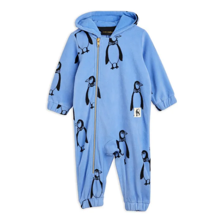 Mini Rodini Combinaison Polaire Polyester Recyclé Pingouin | Bleu
