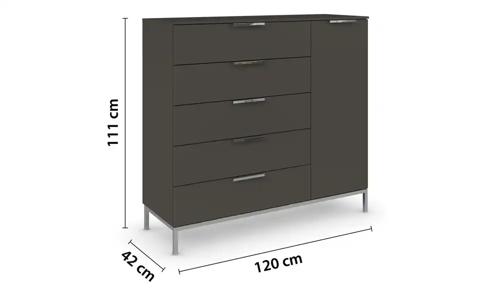 Sideboard Graphit Front: Dekor, Oberboden: Dekor verchromt