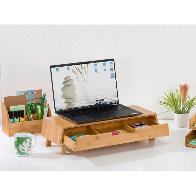 Multipot et organiseur de bureau Cep Silva Bambou 5 compartiments