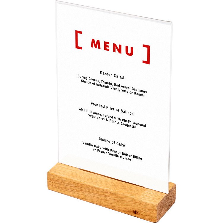 Support de menu en bois en T