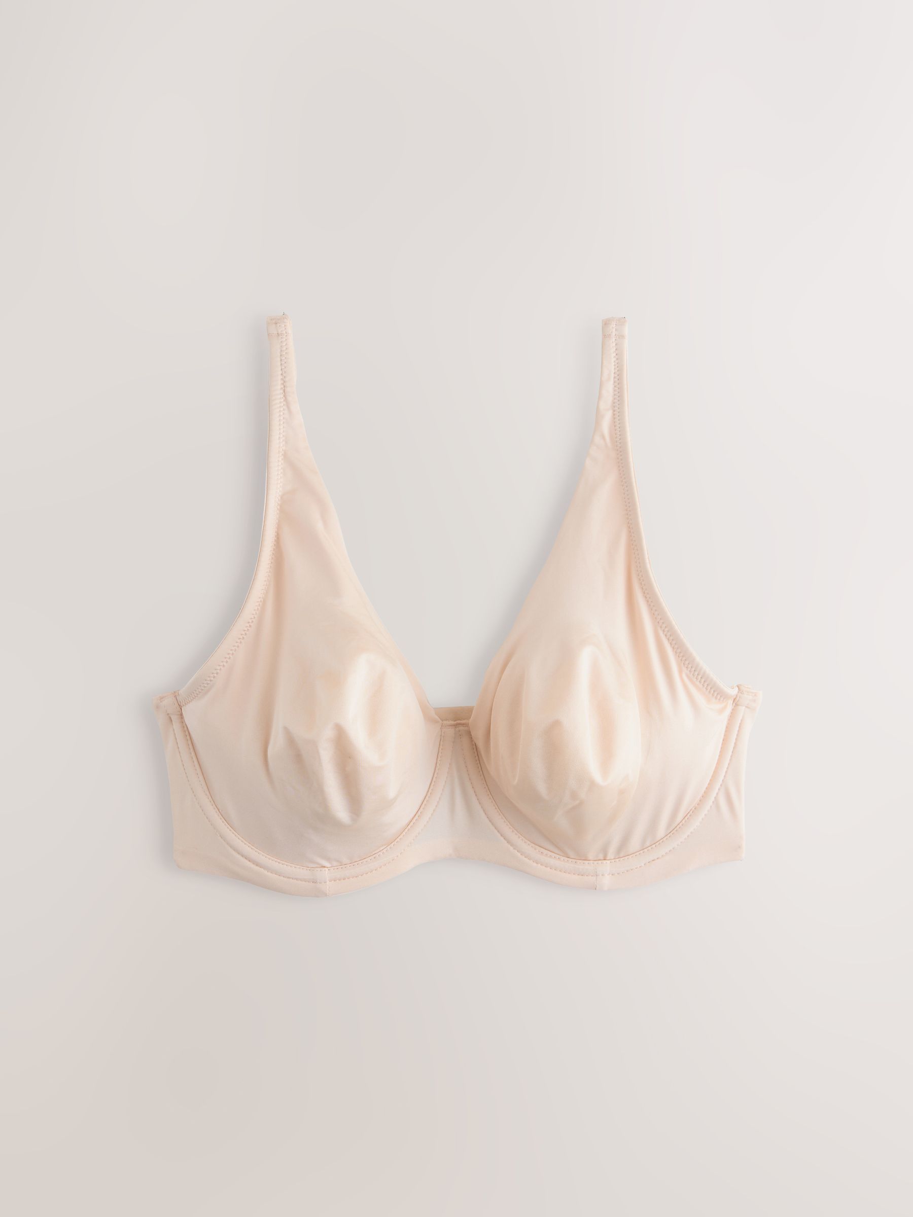 Blauw/roze/crème - Verpakking van 3 gladmakende T-shirtbeha's van microvezel, cupmaat DD+, ultiem comfort